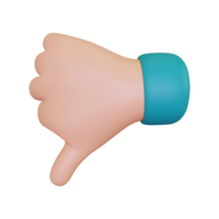 3d render pulgar hacia abajo icono png