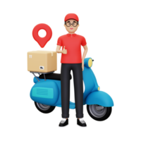 3d Deliveryman showing thumbs up png