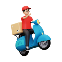 3d Deliveryman riding scooter png