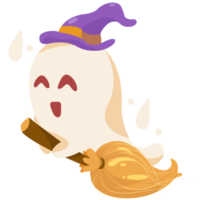 Cute Spirit Ghost in Broomstick png