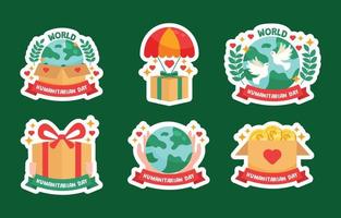 Humanitarian Day Sticker Collection vector