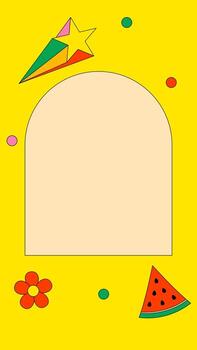 Trendy Groovy Story Art Template for Social Media Post Banner Design and Web Internet ads Retro Background vector