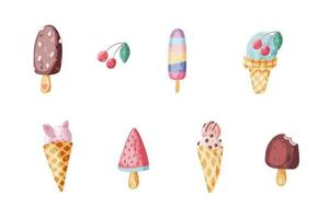 lindo icono de helado en la ilustración de vector de estilo de dibujos animados. para impresión y diseño creativo