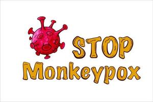 ilustración de vector de estilo de dibujos animados de banner de virus de viruela del mono