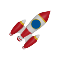 3D-Raketenabbildung. 3D-Geschäftsstartkonzept, Produktstartzeichen für Website, Apps, Social-Media-Design png