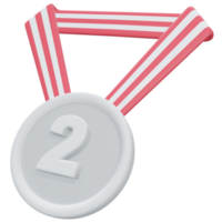 Medaille Nummer 2 3D-Darstellung png