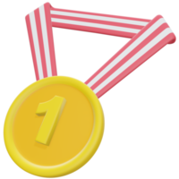 medalla número 1 ilustración 3d png