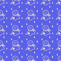 In Japan, there is a custom of making dolls called teruteru-bozu in the hope of fine weather. This is beautiful seamless pattern design for decorating website background, wallpaper, wrapping. vector