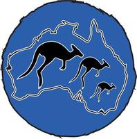 logotipo de canguro y mapa australiano vector