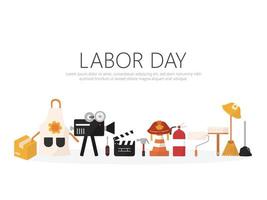 Cartoon of occupation equipment icon flat in USA Labor day festival design vector. vector