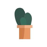 cactus de vector plano dibujado a mano en la maceta clásica. ilustración de plantas aislado sobre fondo blanco.