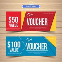 Gift voucher template, holographic style vector
