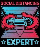 Social Distancing Gaming T-shirt Design vector