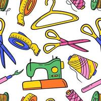 Pattern needlework sewing knitting multicolored doodle Hand made Vector illustration in doodle style
