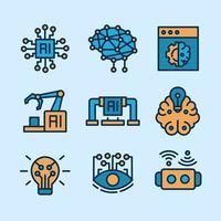 Artificial Intelligence Icons and Symbols vector