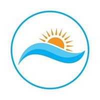 sun and sea waves logo, beach waves, minimalist and simple modern concept with flat colors design template illustration vector