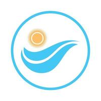 logotipo de olas de sol y mar, olas de playa, concepto moderno minimalista y simple con vector de ilustración de plantilla de diseño de colores planos