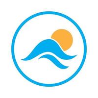 sun and sea waves logo, beach waves, minimalist and simple modern concept with flat colors design template illustration vector