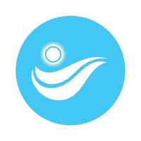 logotipo de olas de sol y mar, olas de playa, concepto moderno minimalista y simple con vector de ilustración de plantilla de diseño de colores planos