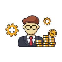 Collection colored thin icon of business man, cog, money coin , business  and people concept vector illustration.