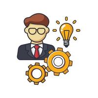 Collection colored thin icon of business man, cog, lightbulb , business  and people concept vector illustration.