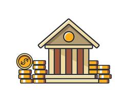 icono delgado de color de colección de moneda de banco y dinero, ilustración de vector de concepto de negocios y finanzas.