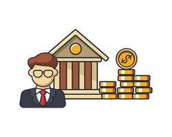 Collection colored thin icon of bank accountant, money coin , business  and finance concept vector illustration.