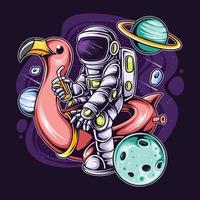 astronauta sentado en un verano flamenco vector