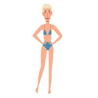 A female character in a swimsuit. A thin European girl in full growth. vector