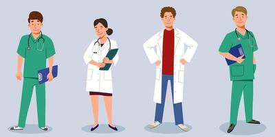 A set of doctors. The medical staff is a doctor and a nurse, a group of doctors. vector