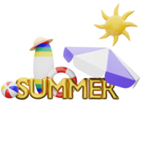 3d rendering summer concept isolated png