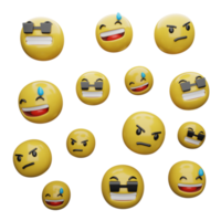 3D-Darstellung gelbe Gesichter. Ausdrücke und Emotionen png