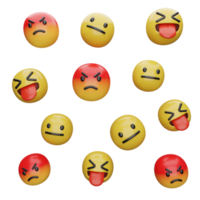 3d illustration Yellow faces.expressions and emotions png