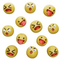 3d illustration Yellow faces.expressions and emotions png