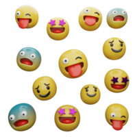 3d illustration Yellow faces.expressions and emotions png