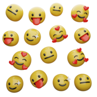 3d illustration Yellow faces.expressions and emotions png