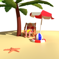 3d character people summer vacation png