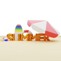 3D-rendering zomer concept geïsoleerd png