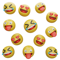 Illustration 3d visages jaunes.expressions et émotions png