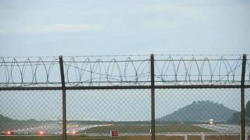 Jet airplane rotate and climb up at Phuket airport. video
