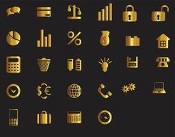 Gold Finance and banking icons set
