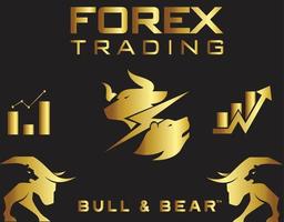 Forex trading Gold Bull And Bear vector