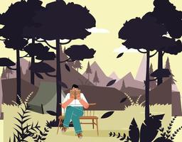 a man reading a book in a park alone vector