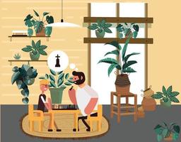 two man competition playing at chess table vector