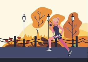 girl running with headphones vector