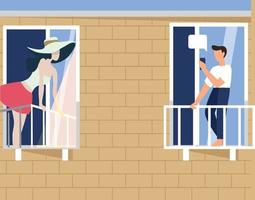 Man And Woman On The Balcony vector