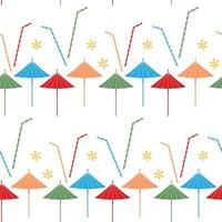 Bright summer pattern with an abstract image of colorful cocktail accessories in trendy hues. vector