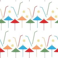 Bright summer pattern with an abstract image of colorful cocktail accessories in trendy hues. vector