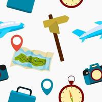 Editable Traveling Equipment Vector Illustration Seamless Pattern for Creating Background and Decorative Element of Tourism Related Project