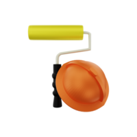 3d rendering of construction paint roller and project helmet png